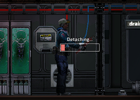 Player detaching a Button from a wall.