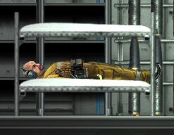 A character laying in a bunk.