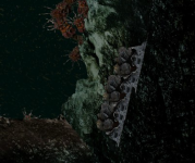 Several Fulgurium ores outside of a floating island.