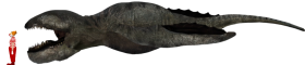 A rough size comparison of the Charybdis (Legacy) to a human.