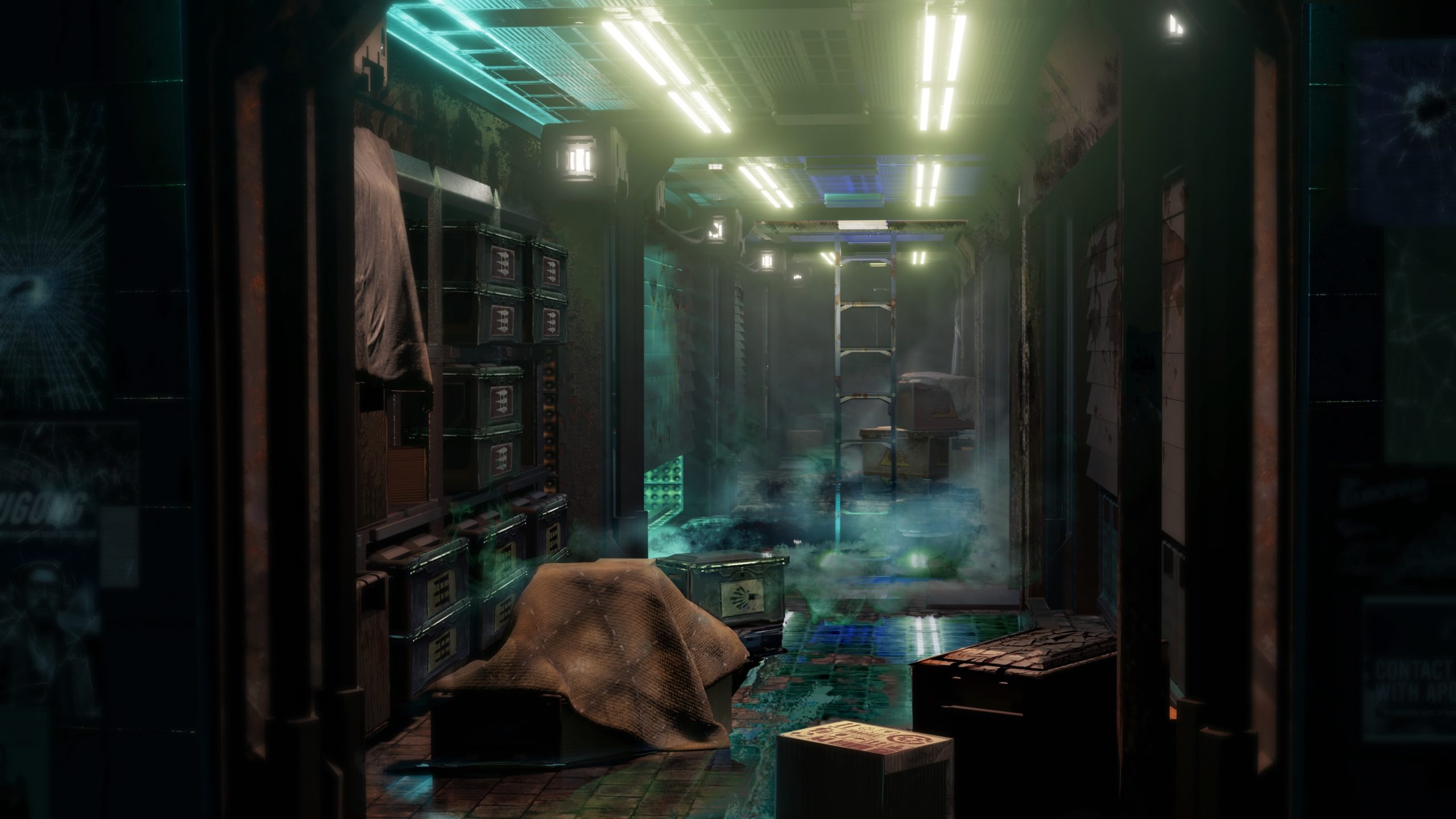 Concept painting of explorable outposts in Barotrauma