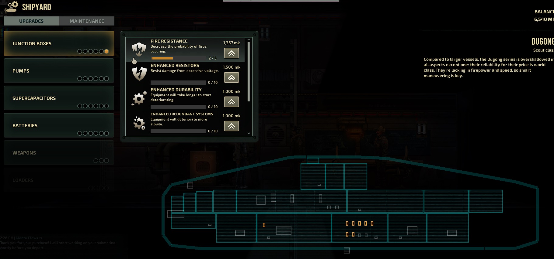 Barotrauma submarine upgrading interface