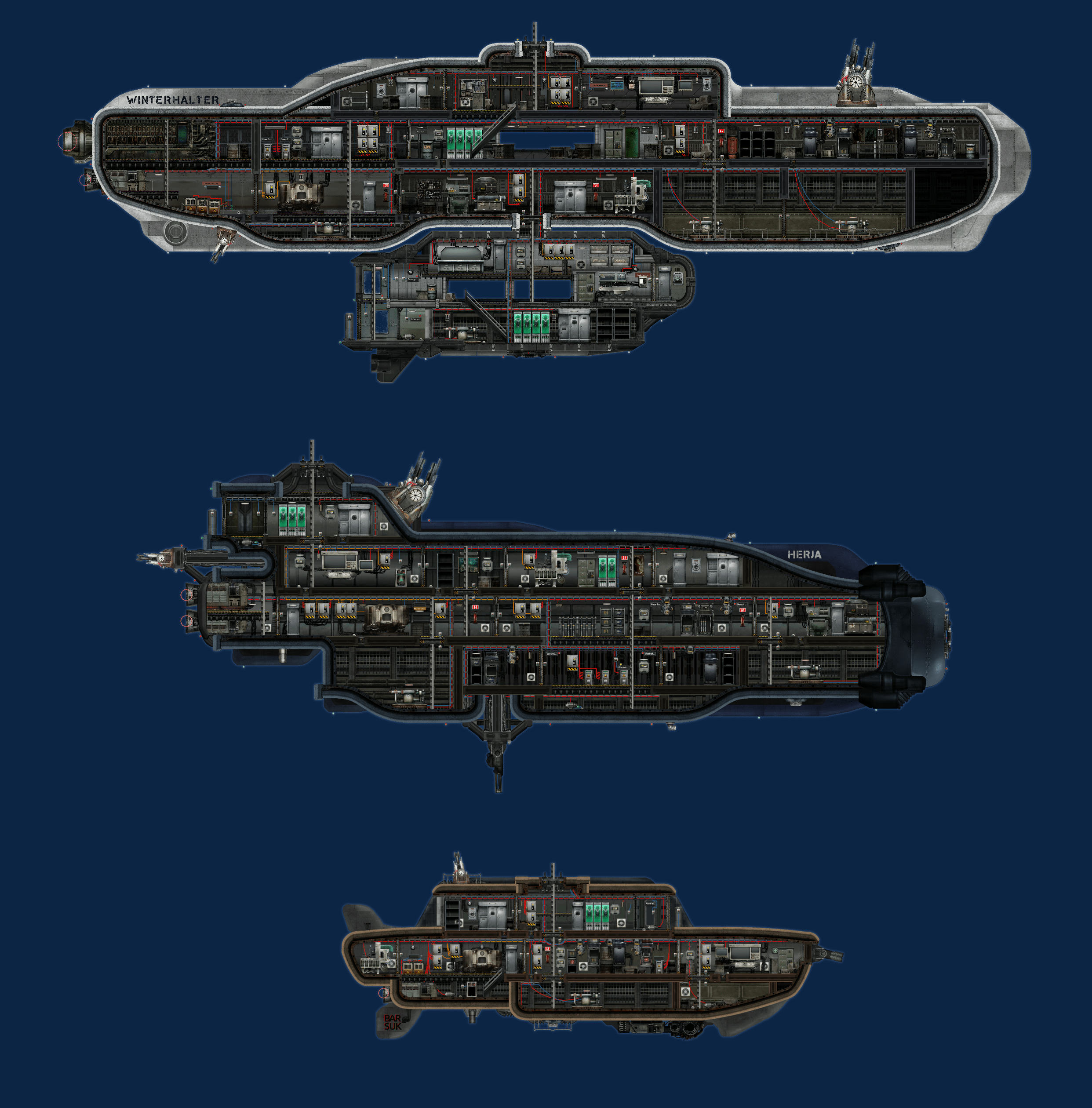 Barotrauma submarines Winterhalter, Herja and Barsuk