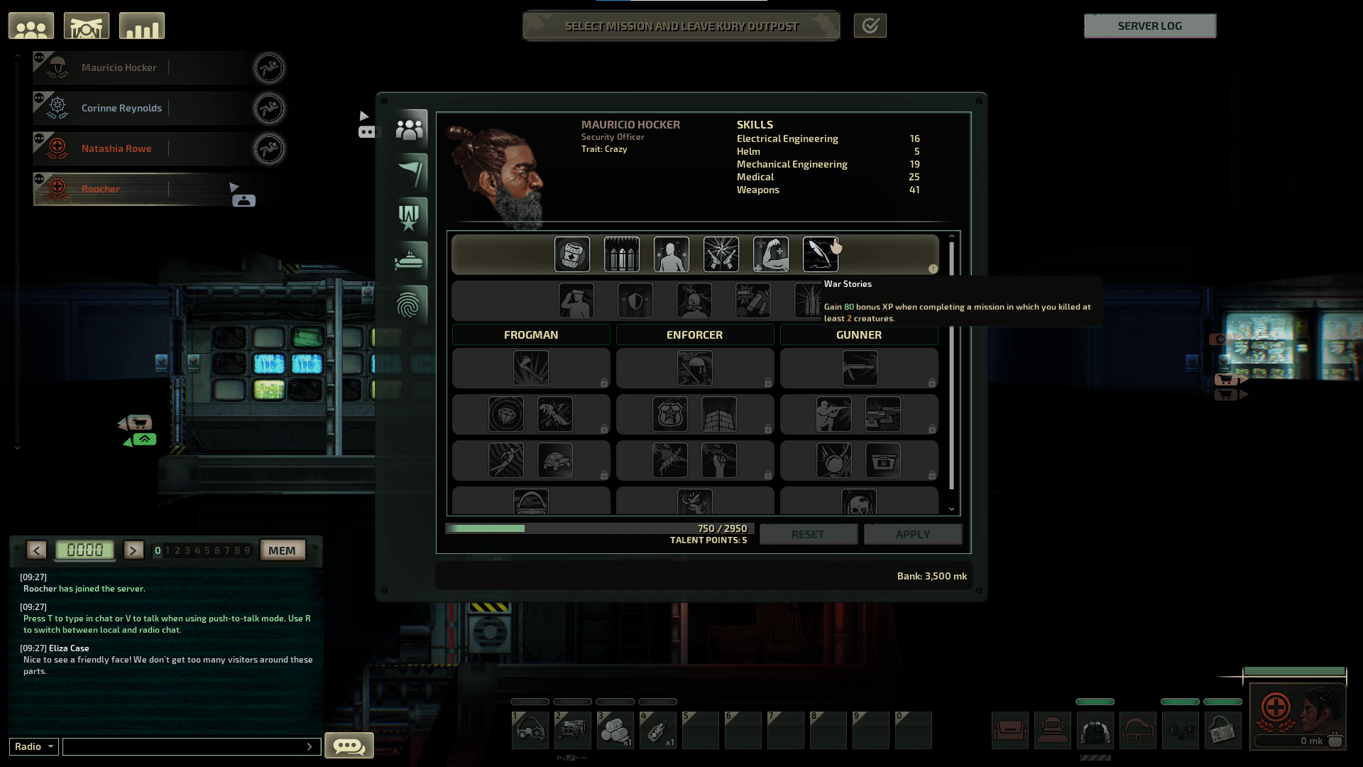 Barotrauma talent overhaul, early talent tiers